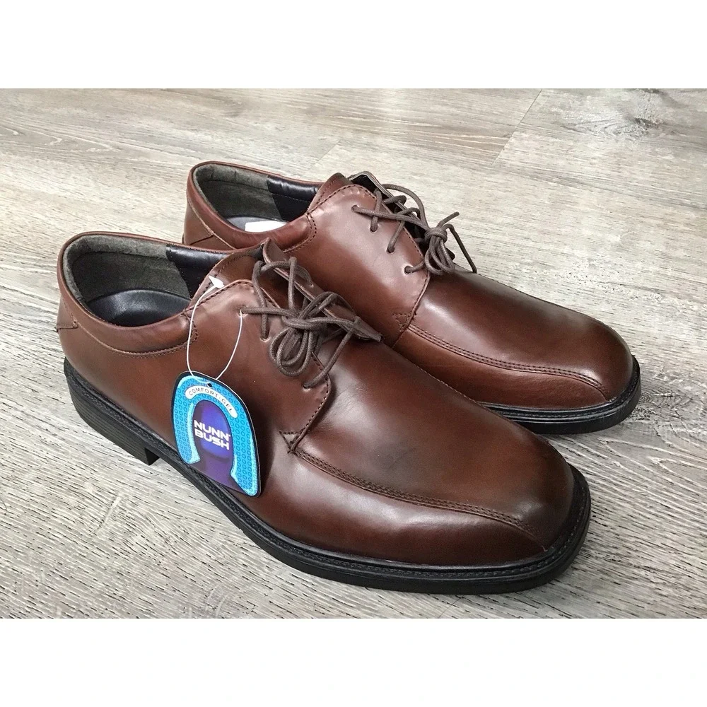 Nunn Bush Mens Marcell Bicycle Oxford Brown Leather Size 12 M Shoe 83364-200 New
